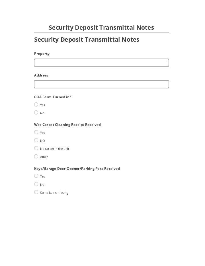 Export Security Deposit Transmittal Notes to Microsoft Dynamics