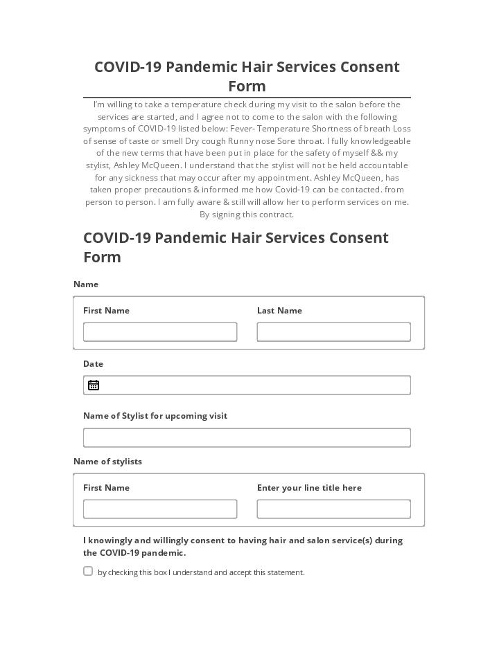 Arrange COVID-19 Pandemic Hair Services Consent Form in Salesforce