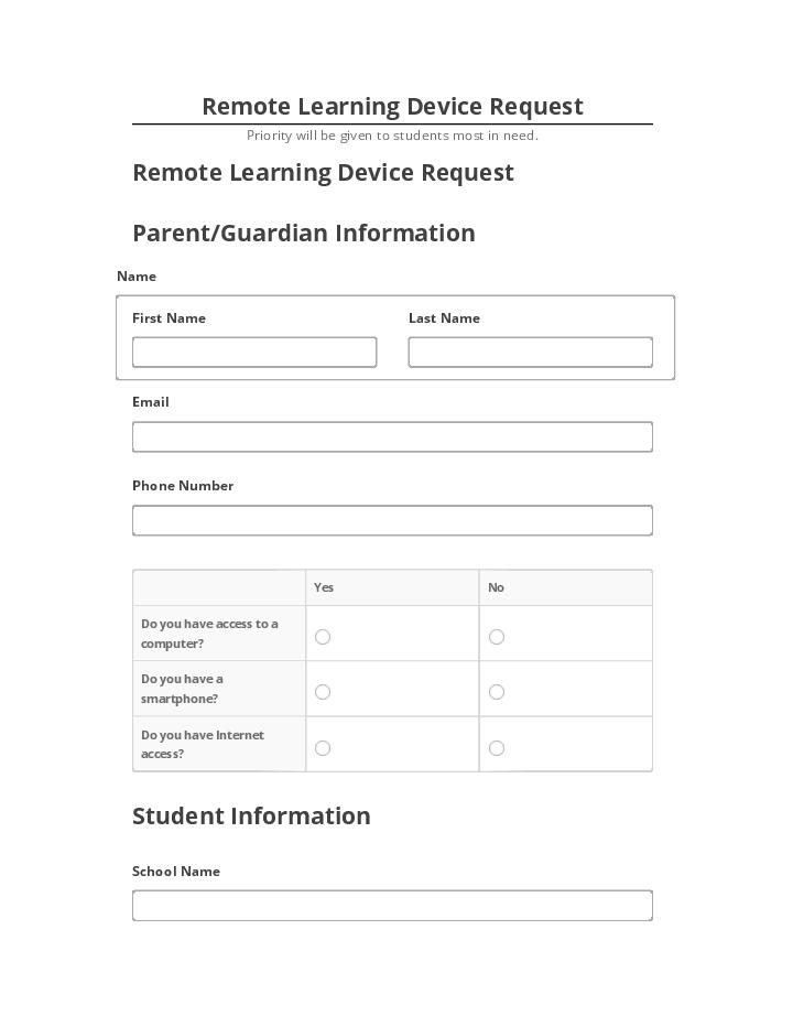 Arrange Remote Learning Device Request in Salesforce