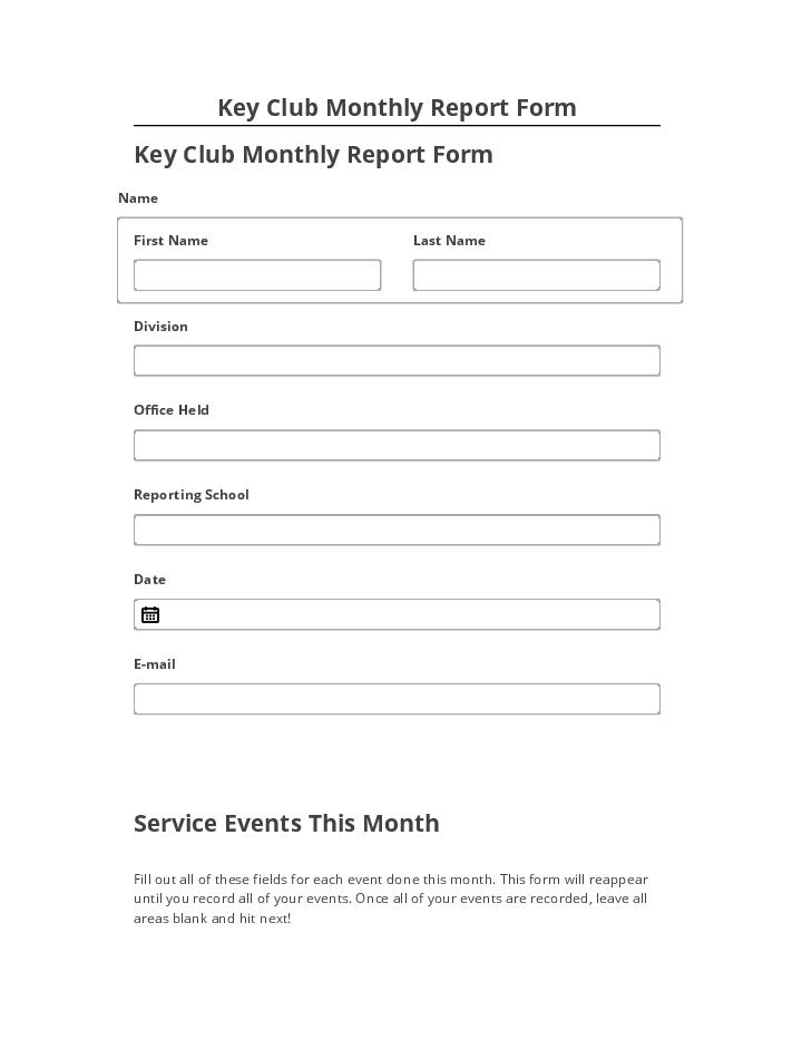 Update Key Club Monthly Report Form from Salesforce