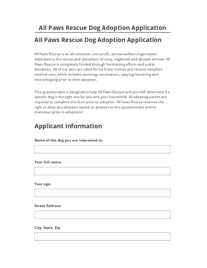 Incorporate All Paws Rescue Dog Adoption Application in Microsoft Dynamics