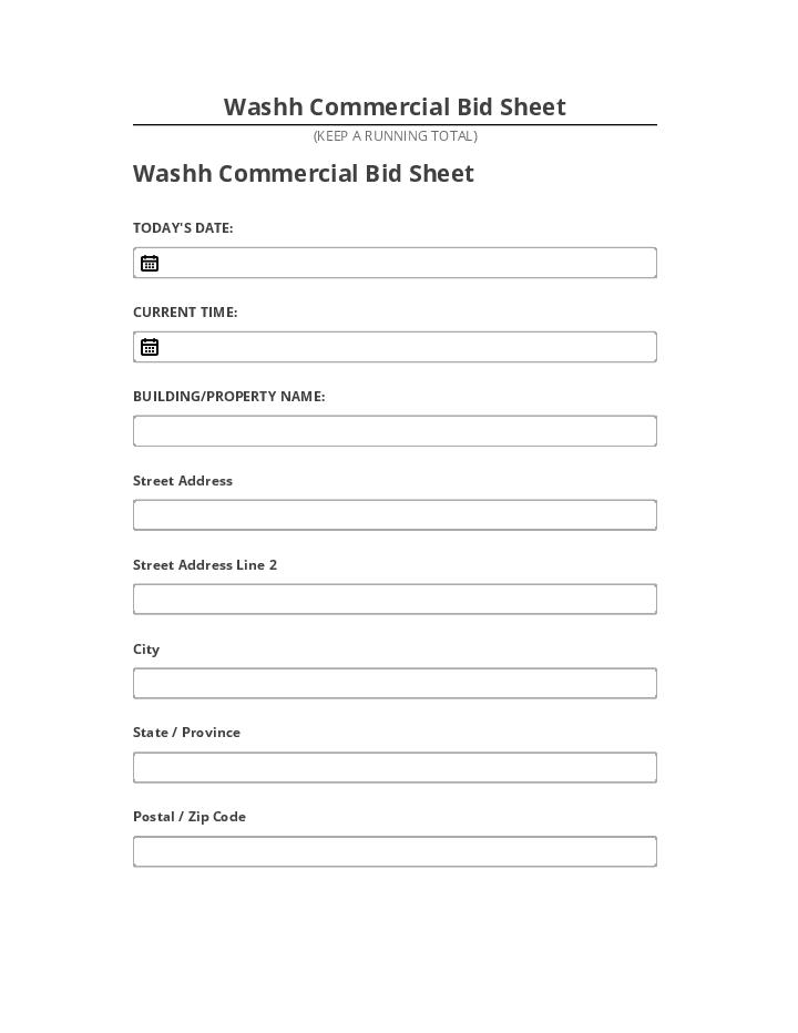 Extract Washh Commercial Bid Sheet from Microsoft Dynamics