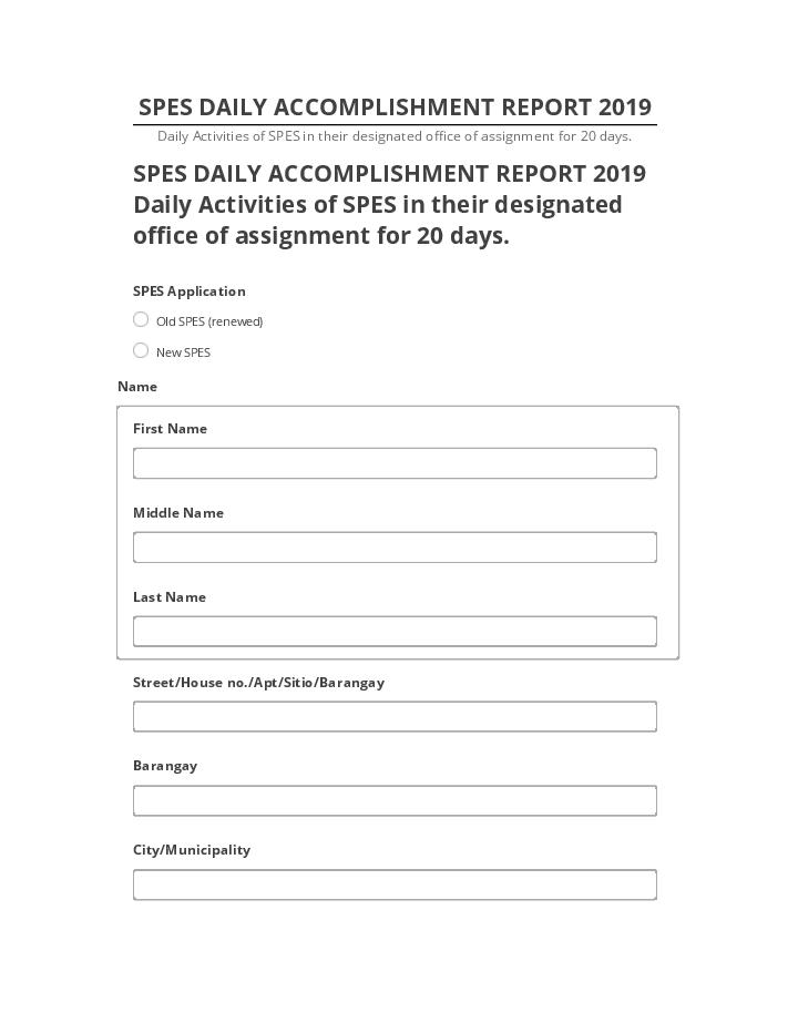 Arrange SPES DAILY ACCOMPLISHMENT REPORT 2019