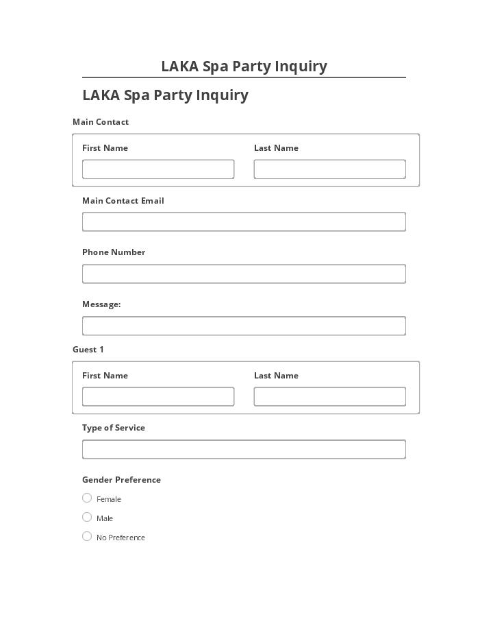 Pre-fill LAKA Spa Party Inquiry from Salesforce