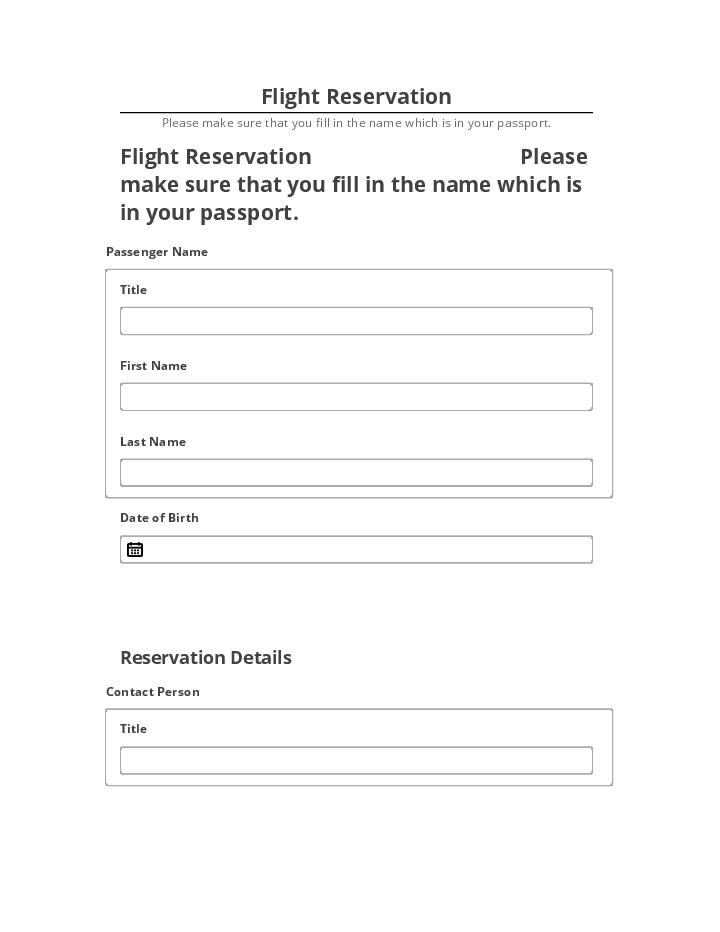 Arrange Flight Reservation in Salesforce