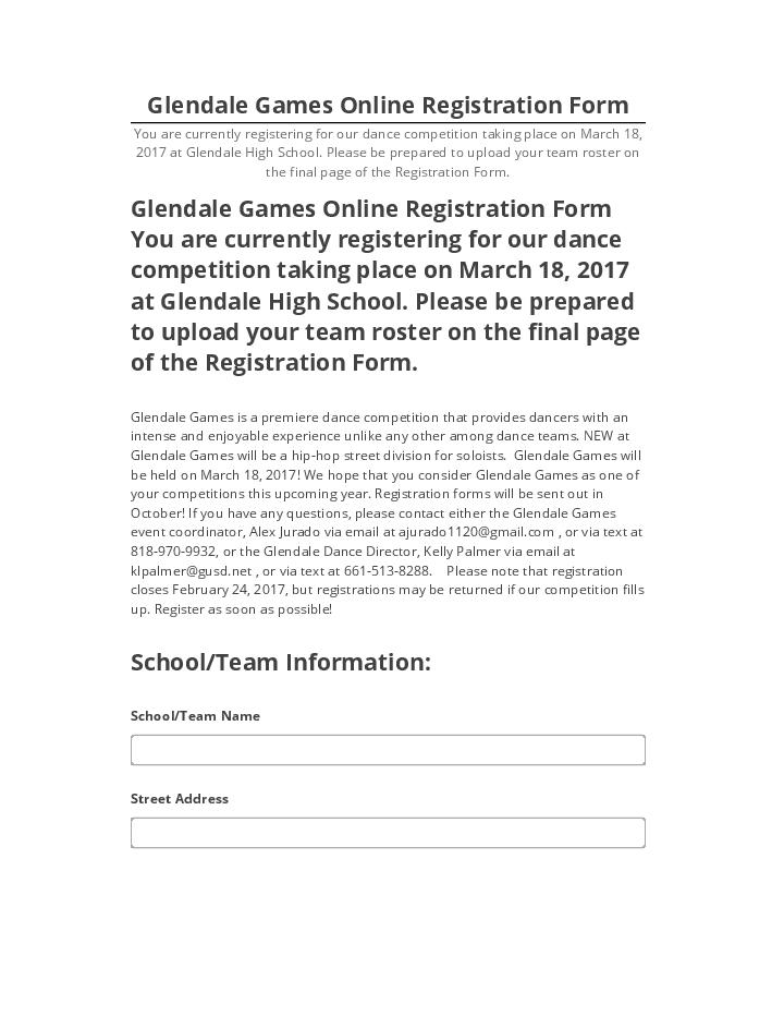 Integrate Glendale Games Online Registration Form with Salesforce