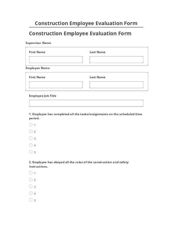 Synchronize Construction Employee Evaluation Form with Microsoft Dynamics