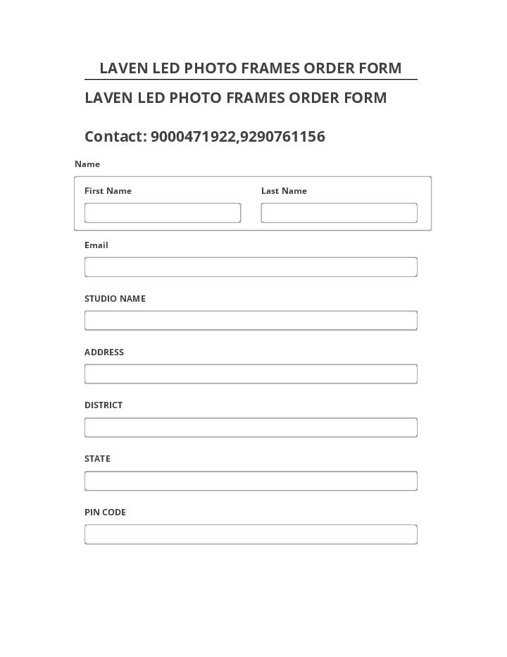 Synchronize LAVEN LED PHOTO FRAMES ORDER FORM with Microsoft Dynamics