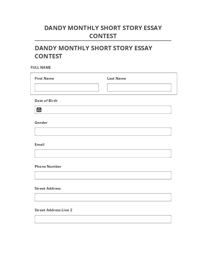 Export DANDY MONTHLY SHORT STORY ESSAY CONTEST to Salesforce