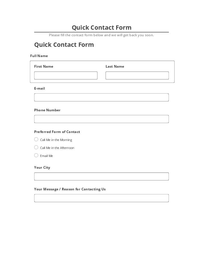 Arrange Quick Contact Form in Microsoft Dynamics
