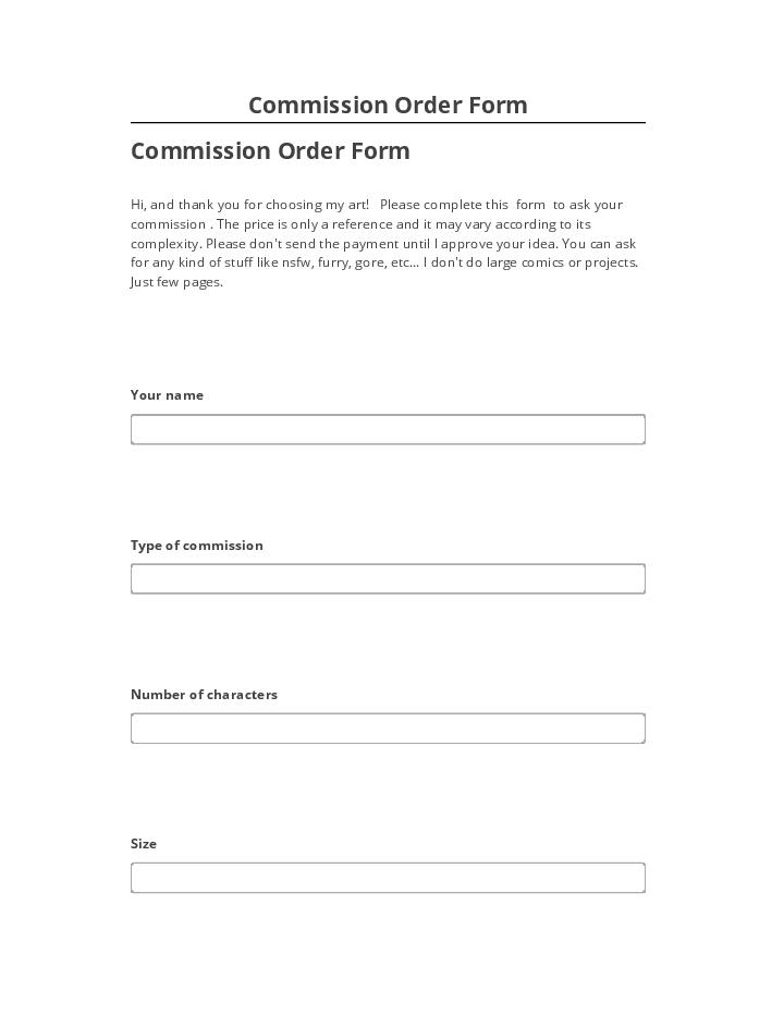 Manage Commission Order Form in Salesforce