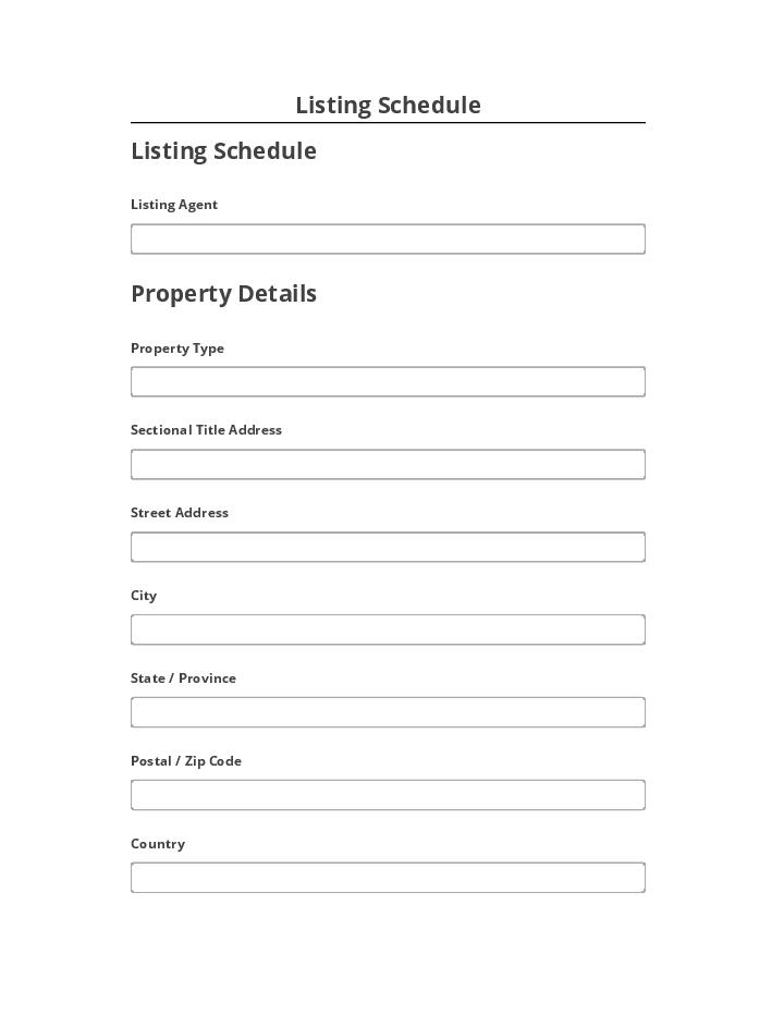 Incorporate Listing Schedule