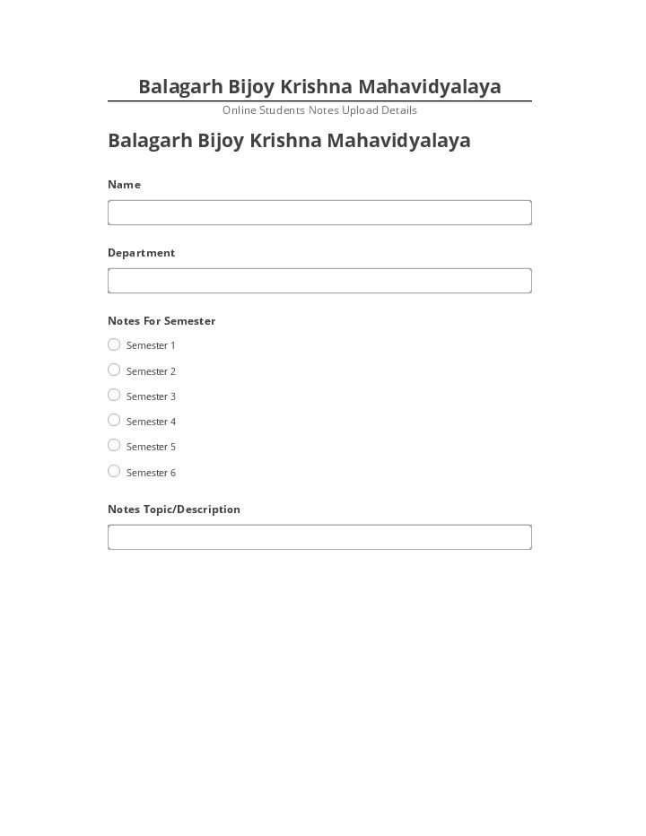 Pre-fill Balagarh Bijoy Krishna Mahavidyalaya from Microsoft Dynamics