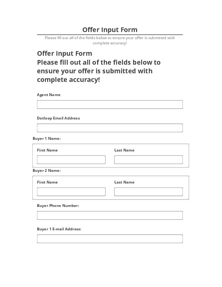 Integrate Offer Input Form with Salesforce