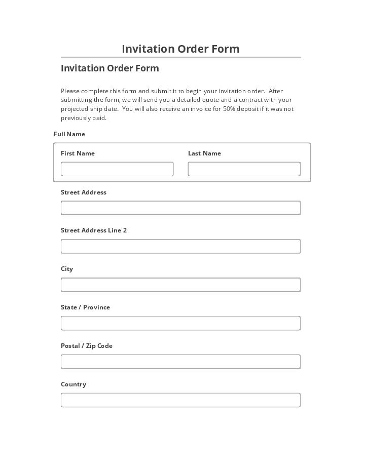 Arrange Invitation Order Form