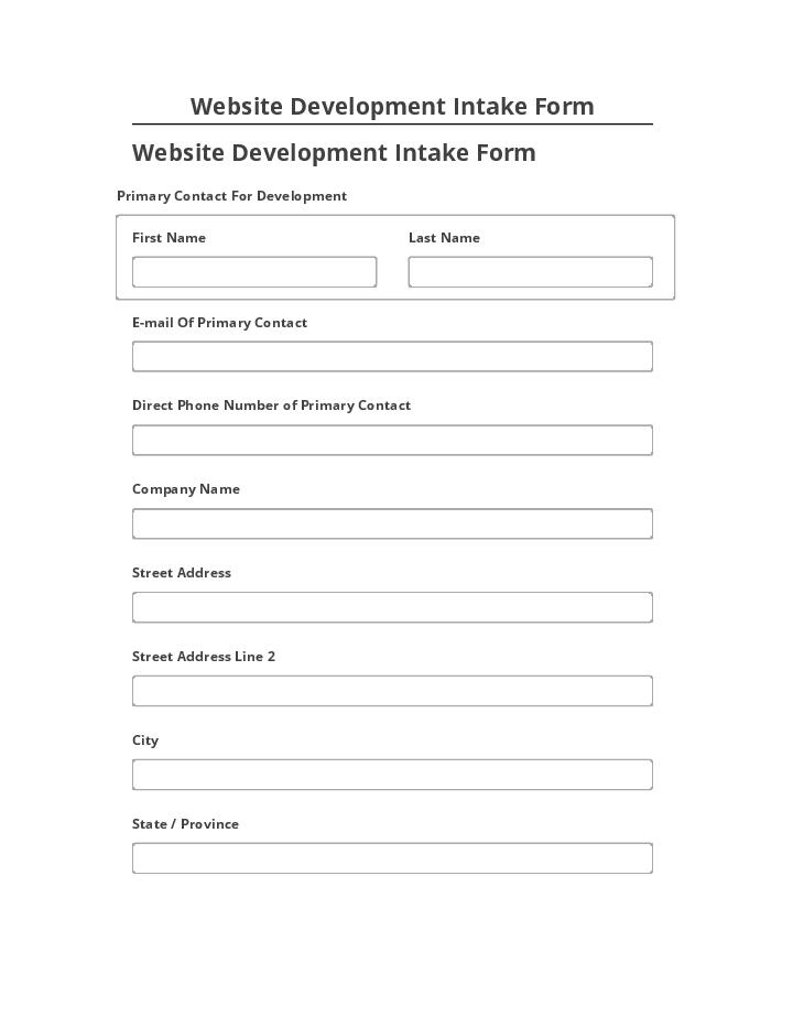 Manage Website Development Intake Form in Salesforce