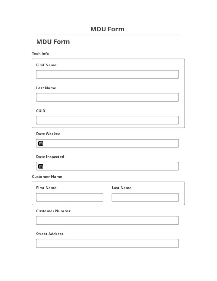 Manage MDU Form