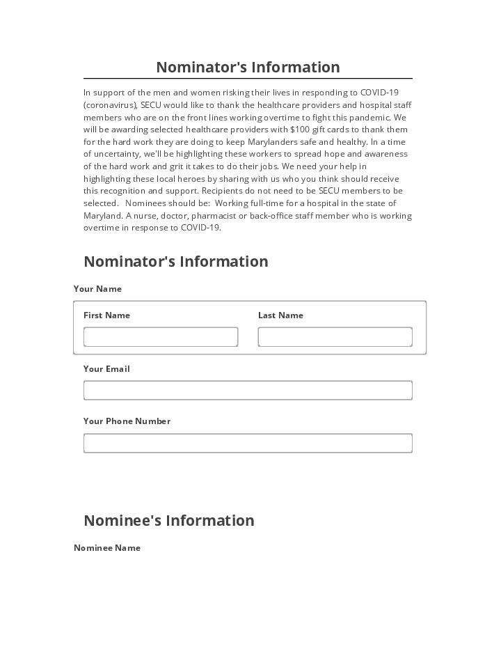 Incorporate Nominator's Information in Salesforce
