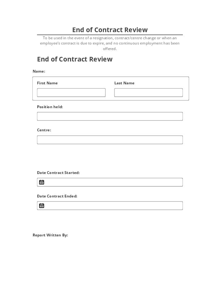 Export End of Contract Review to Microsoft Dynamics