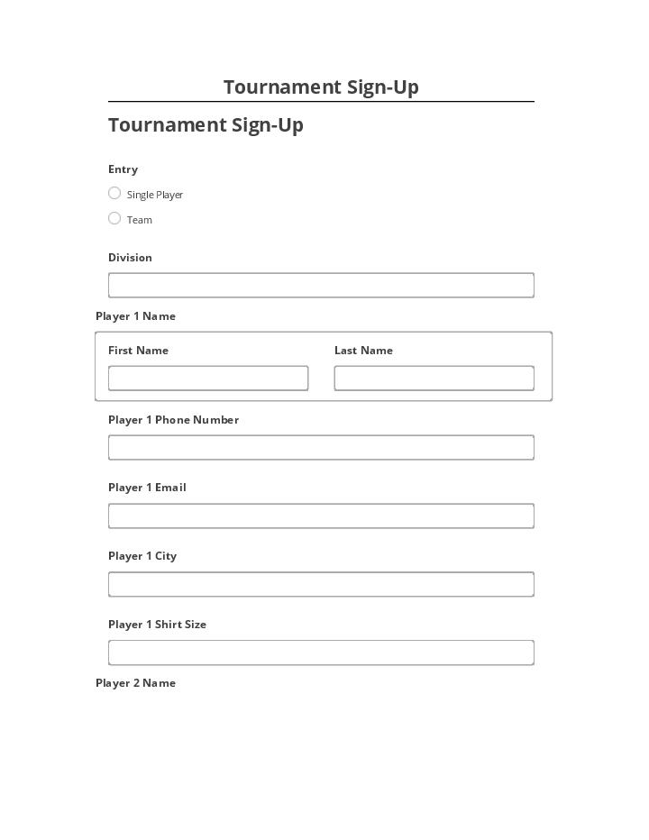 Pre-fill Tournament Sign-Up