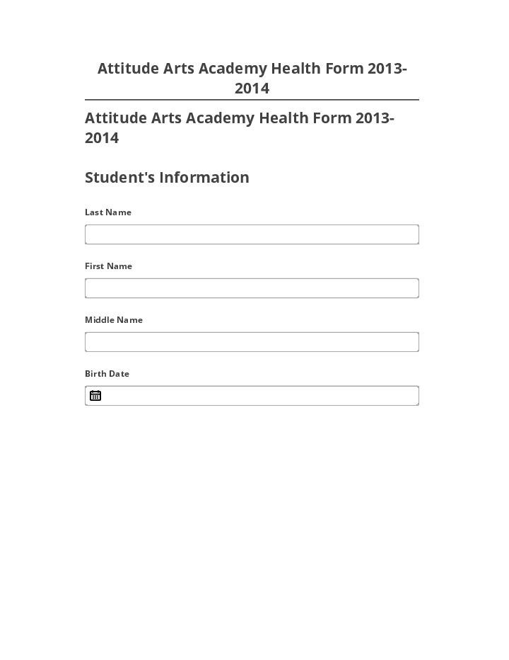 Integrate Attitude Arts Academy Health Form 2013-2014 with Netsuite