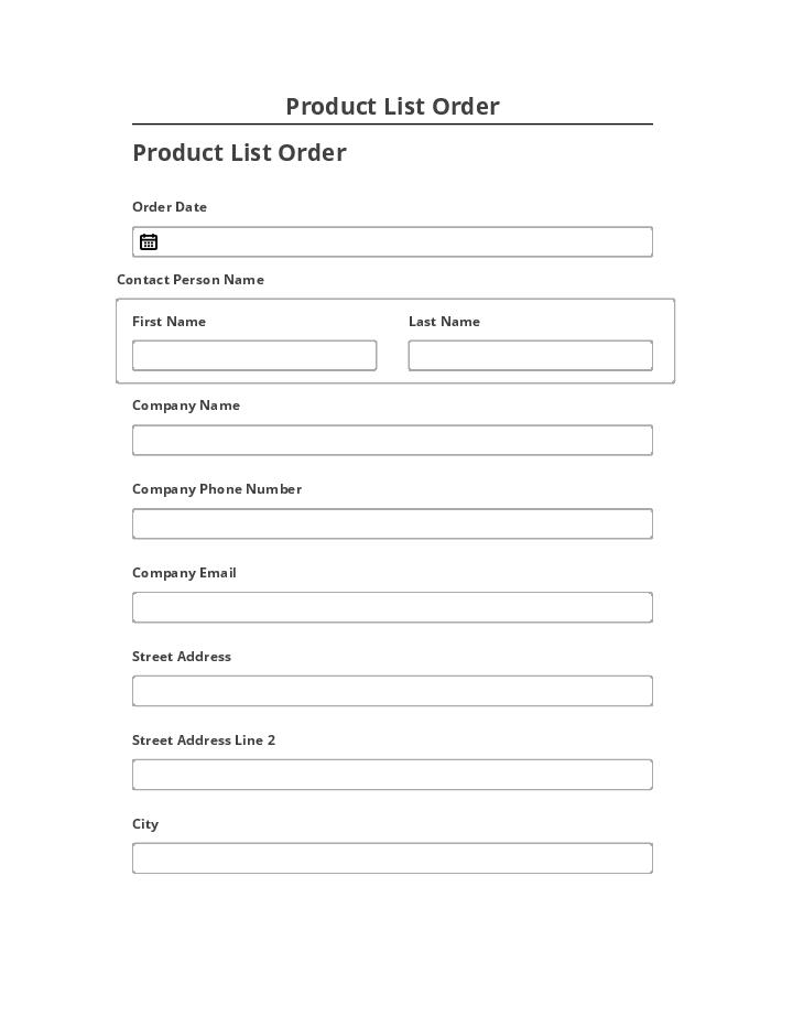 Update Product List Order from Salesforce