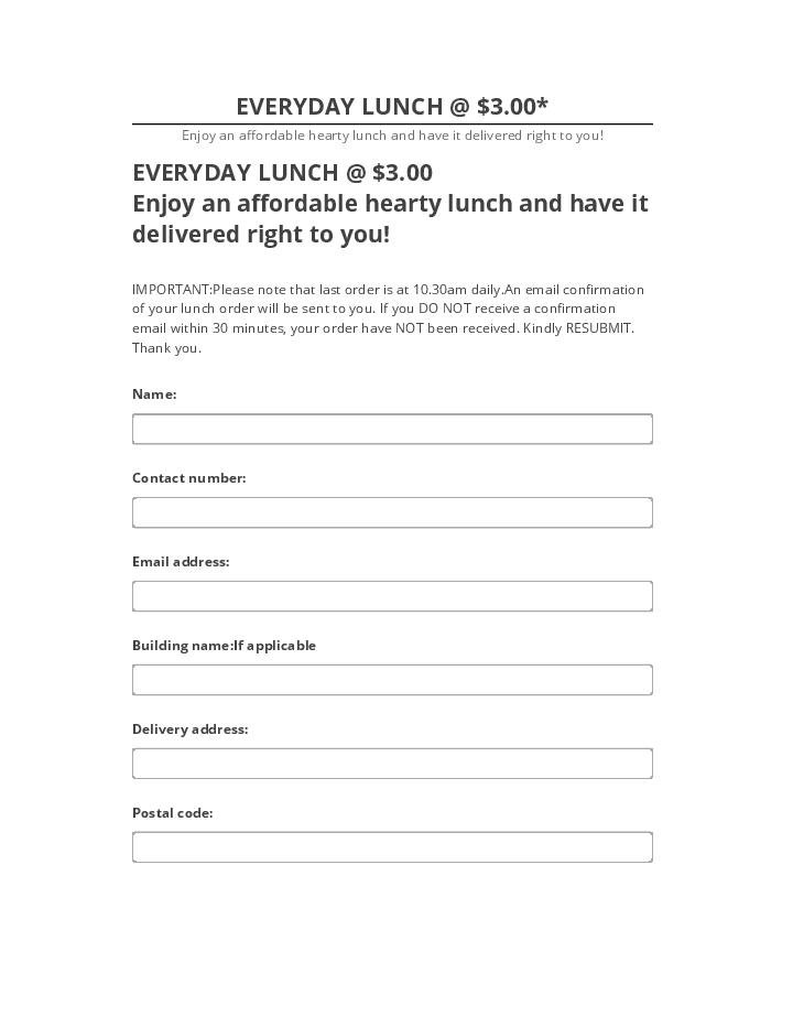 Update EVERYDAY LUNCH @ $3.00*