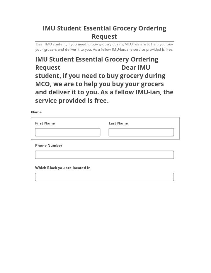 Update IMU Student Essential Grocery Ordering Request from Netsuite
