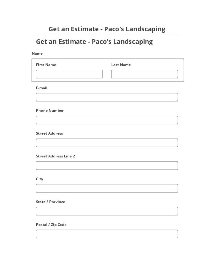 Extract Get an Estimate - Paco's Landscaping from Microsoft Dynamics