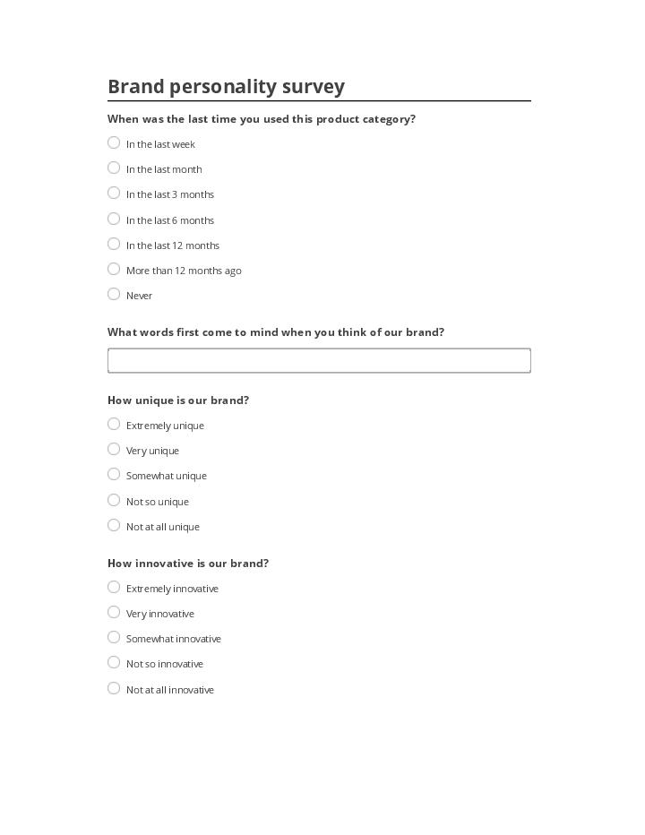 Pre-fill Brand personality survey