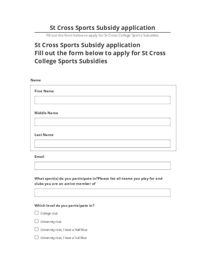 Arrange St Cross Sports Subsidy application in Netsuite