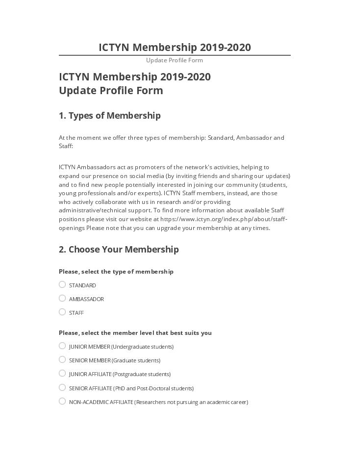 Arrange ICTYN Membership 2019-2020 in Microsoft Dynamics