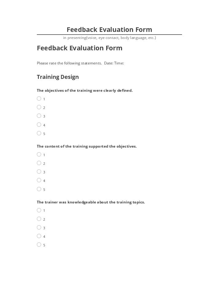Synchronize Feedback Evaluation Form