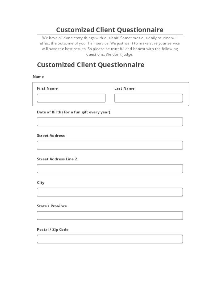 Arrange Customized Client Questionnaire in Netsuite
