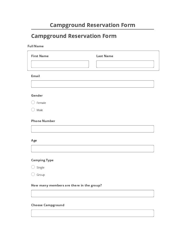 Export Campground Reservation Form to Microsoft Dynamics