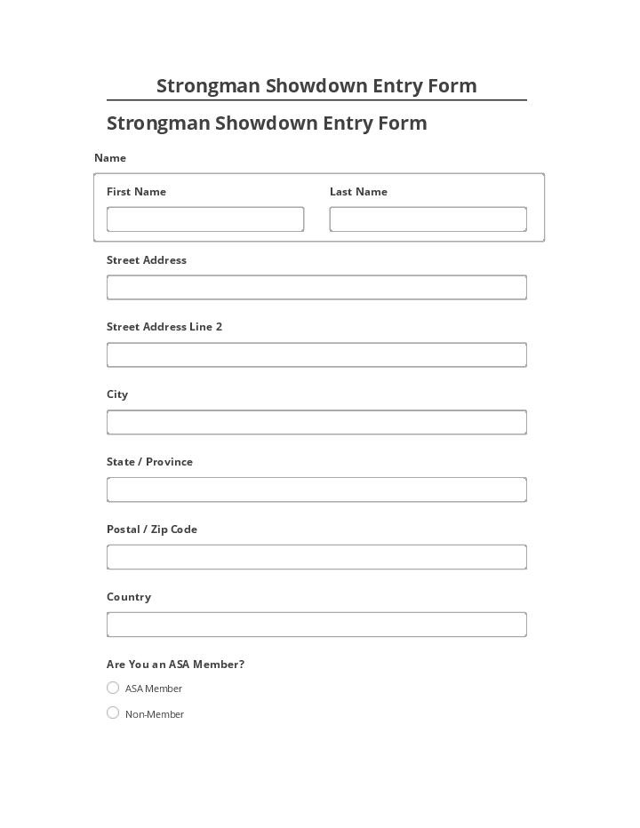 Arrange Strongman Showdown Entry Form in Netsuite