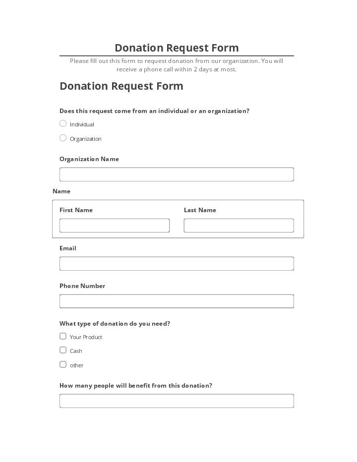 Export Donation Request Form to Microsoft Dynamics