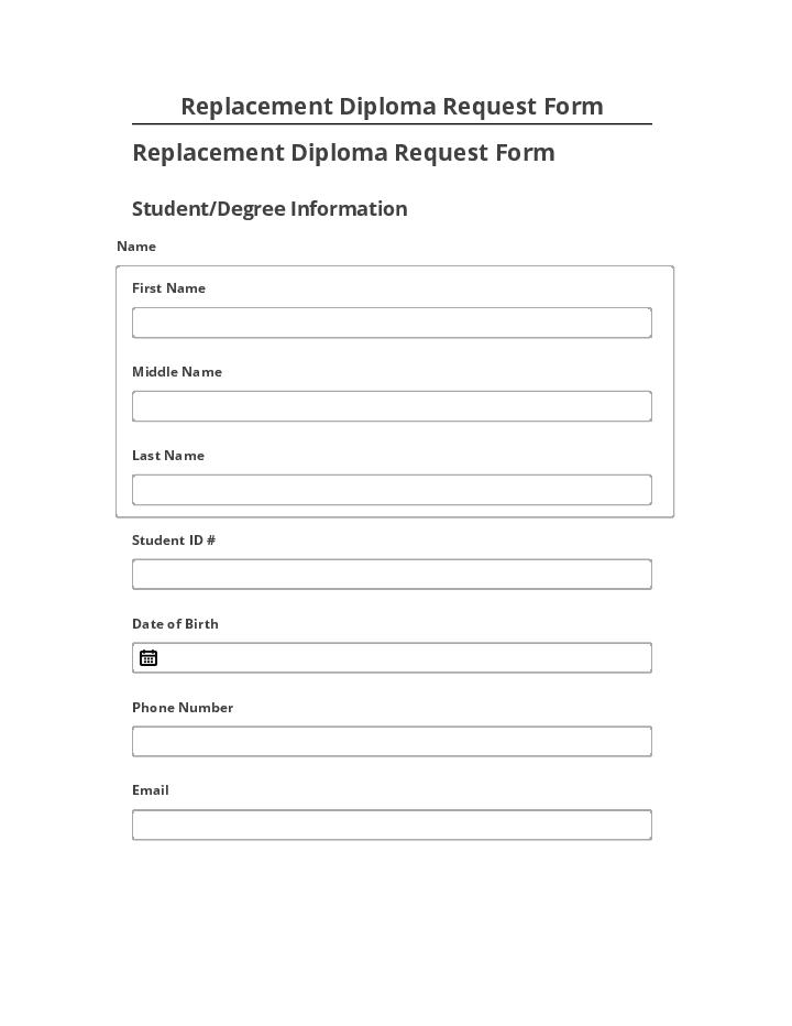 Pre-fill Replacement Diploma Request Form from Microsoft Dynamics