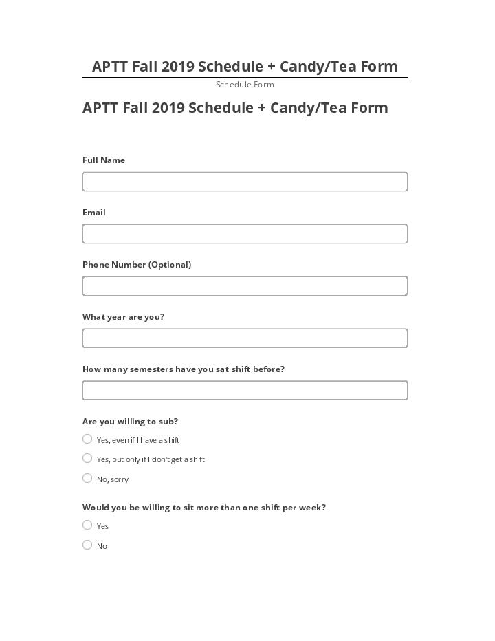 Manage APTT Fall 2019 Schedule + Candy/Tea Form in Microsoft Dynamics