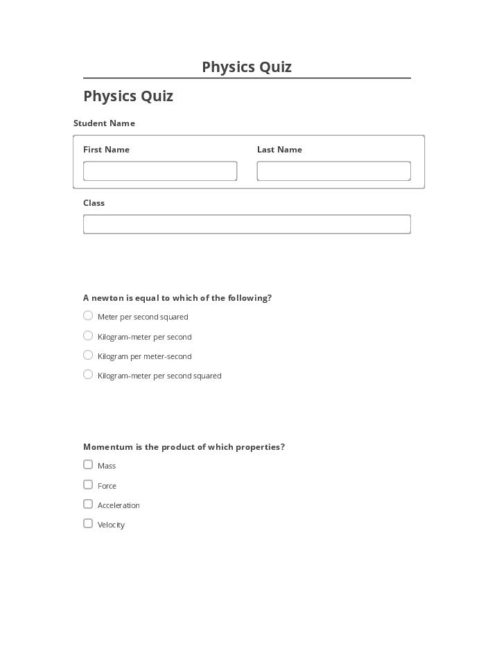 Synchronize Physics Quiz with Netsuite