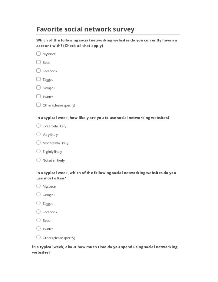 Update Favorite social network survey from Salesforce