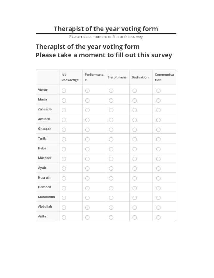 Extract Therapist of the year voting form from Microsoft Dynamics