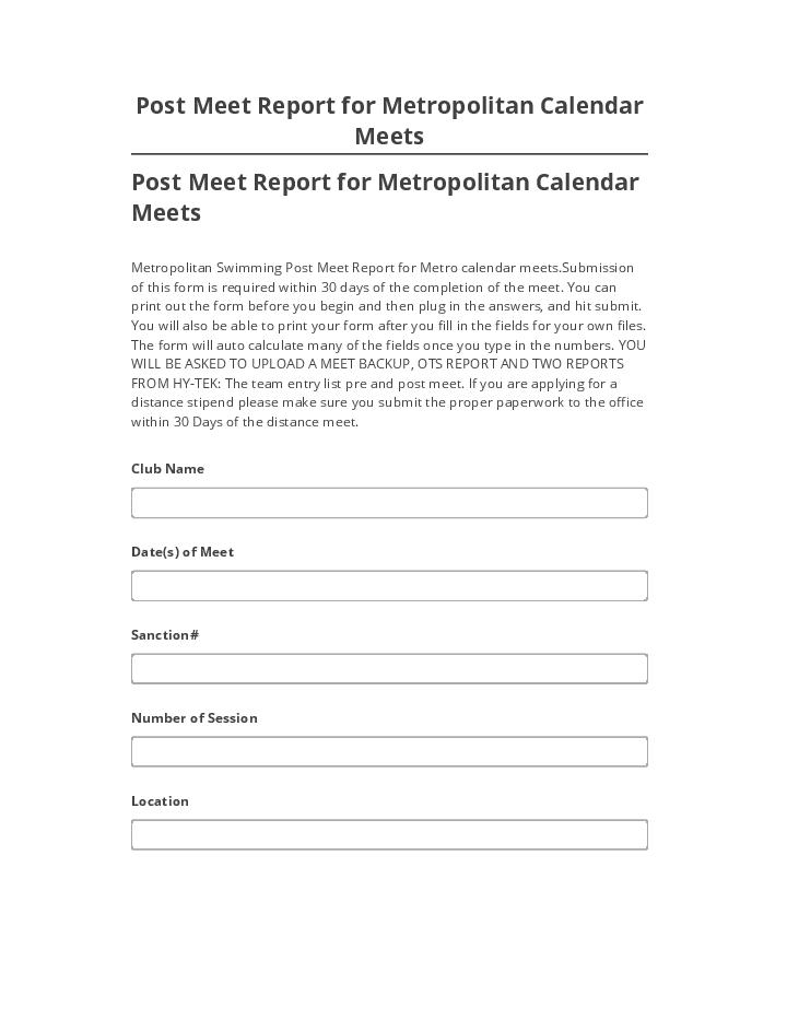 Integrate Post Meet Report for Metropolitan Calendar Meets with Salesforce