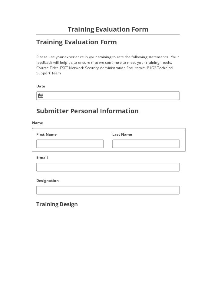 Arrange Training Evaluation Form