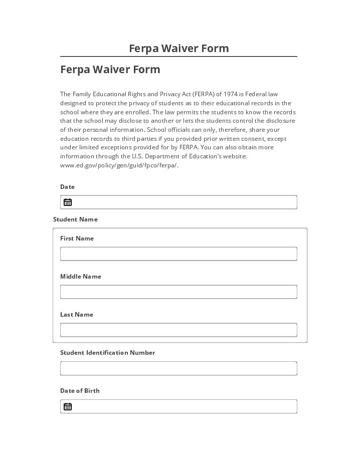 Update Ferpa Waiver Form from Microsoft Dynamics
