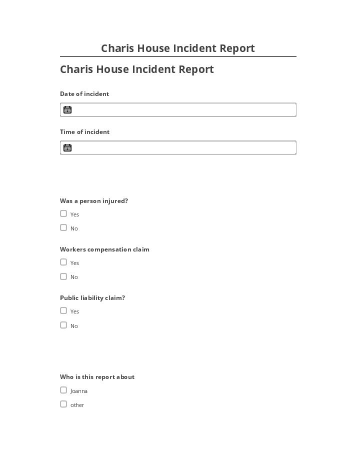Update Charis House Incident Report from Salesforce