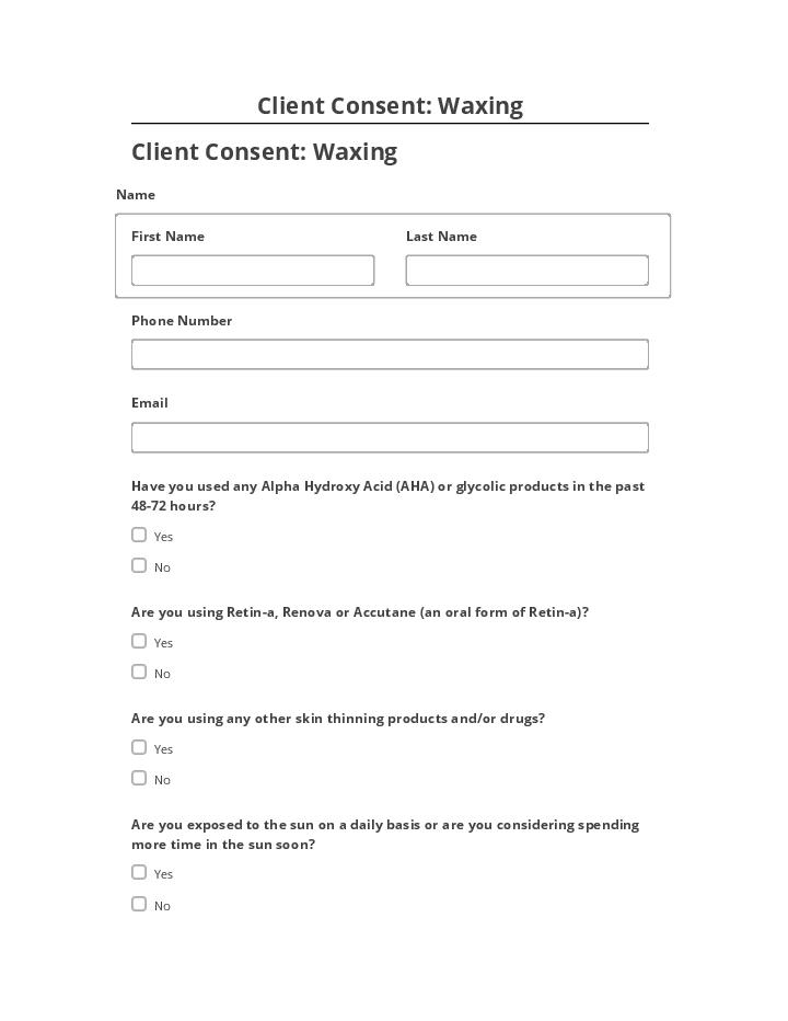 Arrange Client Consent: Waxing in Salesforce