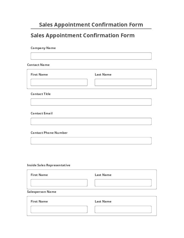 Synchronize Sales Appointment Confirmation Form with Salesforce