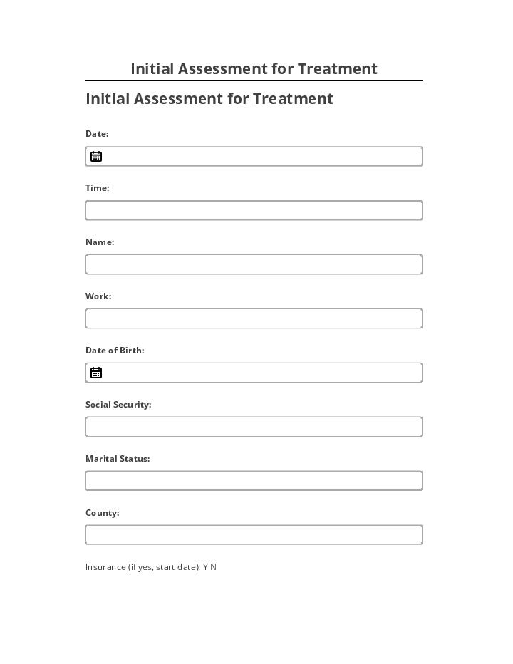 Pre-fill Initial Assessment for Treatment