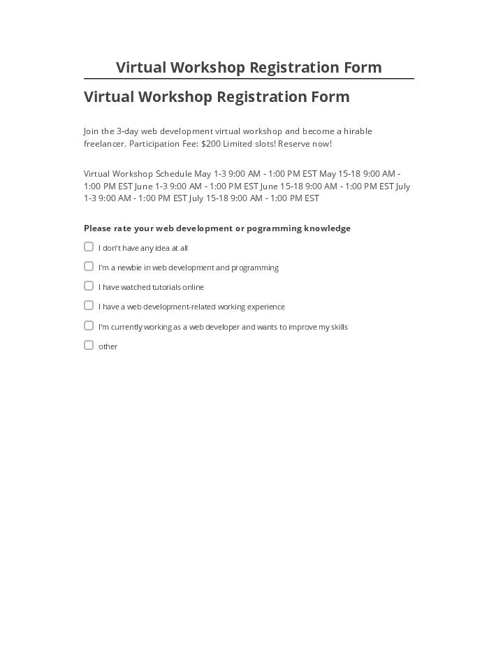 Arrange Virtual Workshop Registration Form